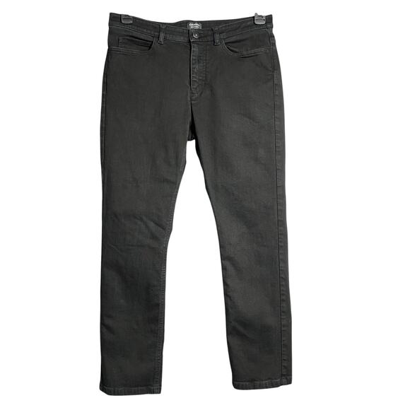 Chanel Uniform Black Slim Straight Jeans SIZE 40 Stretch Denim Pants Lion Crest - Picture 1 of 9